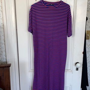 Zara long t-shirt dress in blue and orange, adorable & comfortable all in one M.